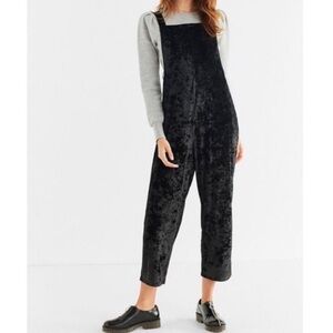Urban Outfitters Black Lightweight Crushed Velvet Overalls